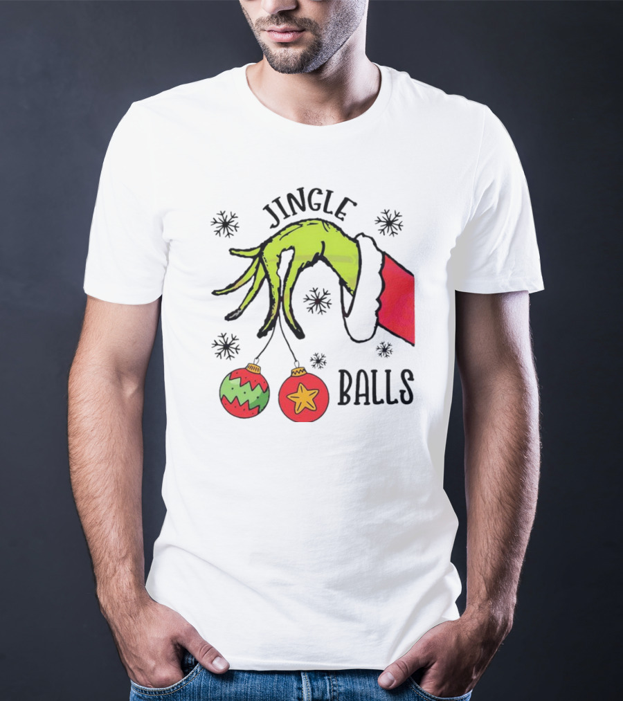 Jingle Balls Grinch Hand Holding Christmas Ornaments T-Shirt