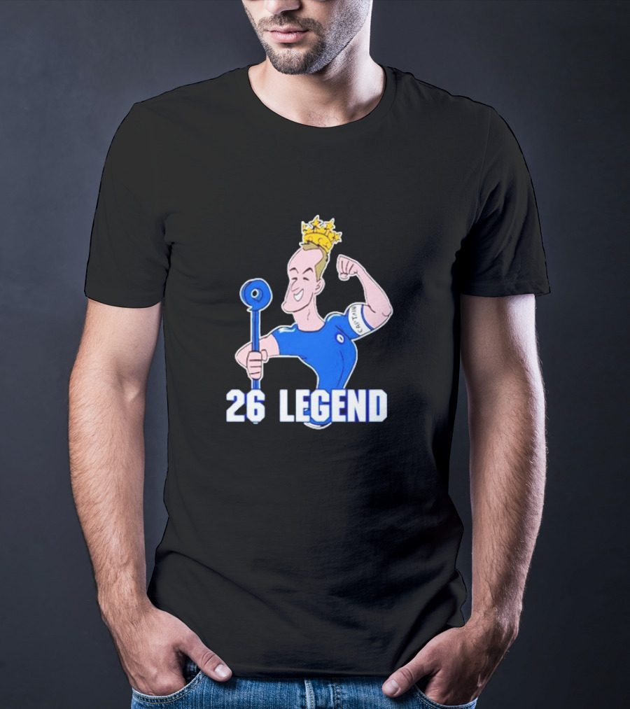 26 Legend Cartoon Crowned Football Captain T-Shirt