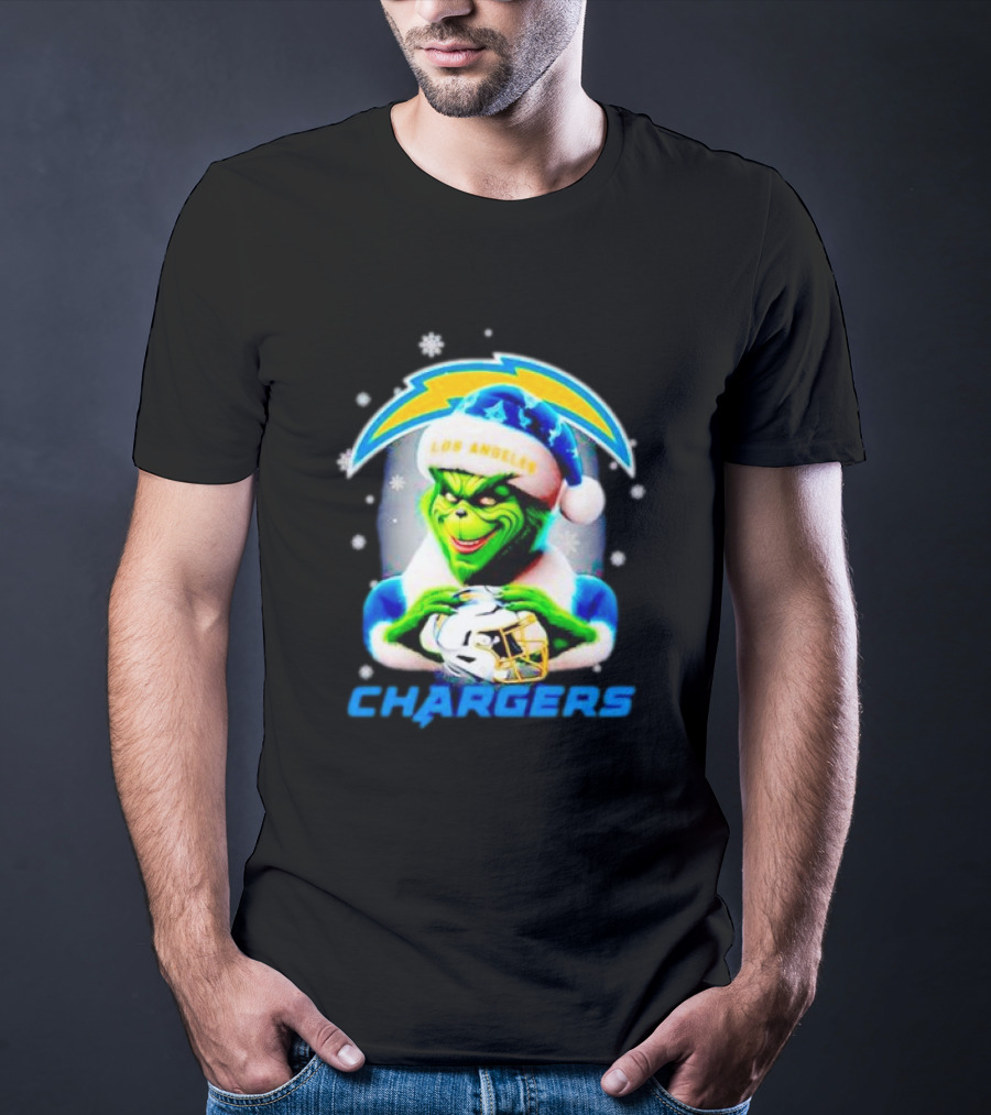 The Grinch Santa Los Angeles Chargers Christmas Holiday T-Shirt
