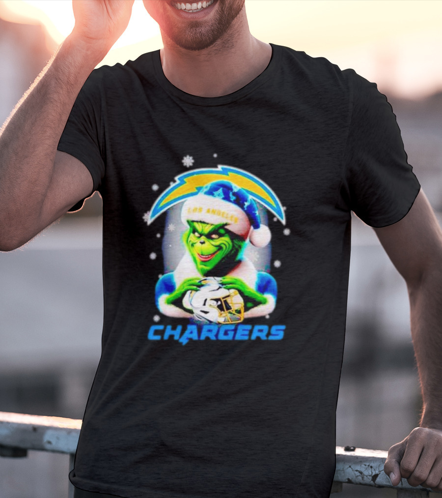 The Grinch Santa Los Angeles Chargers Christmas Holiday T-Shirt