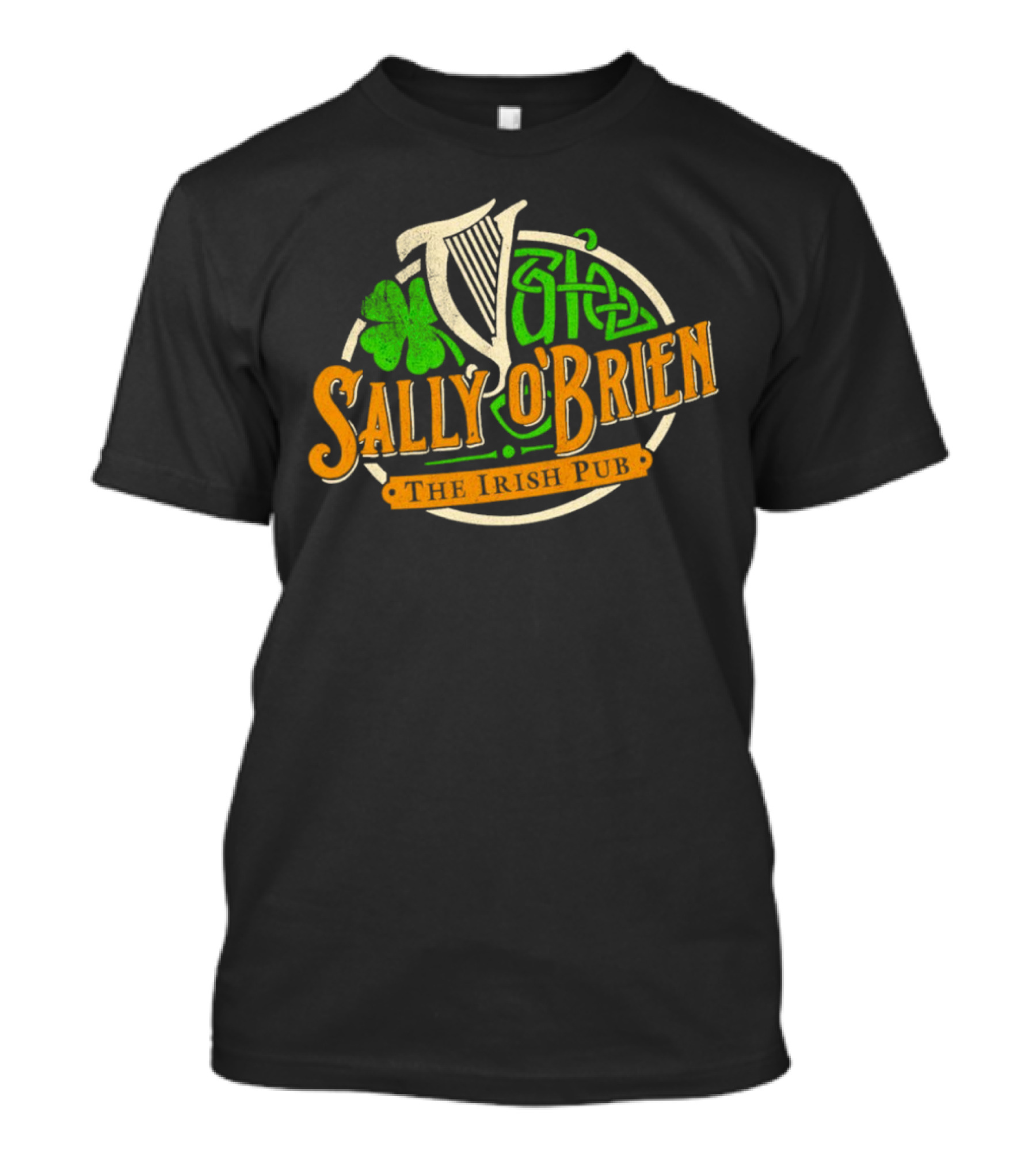 Sally O'Brien Irish Pub Clover Celtic Harp Versengold T-Shirt