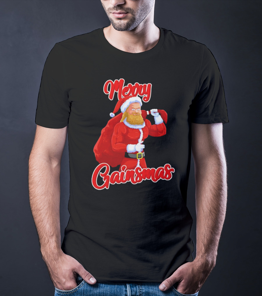 Merry Gainsmas Fitness Santa Bodybuilder T-Shirt