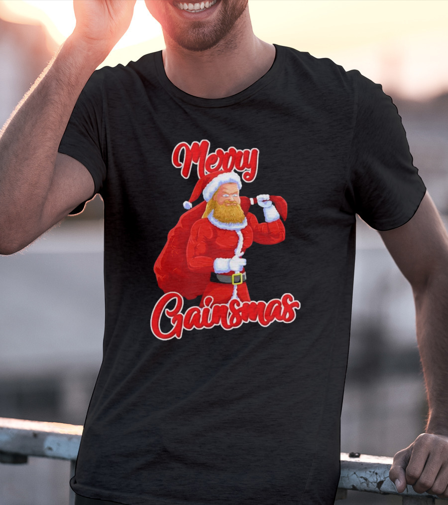 Merry Gainsmas Fitness Santa Bodybuilder T-Shirt