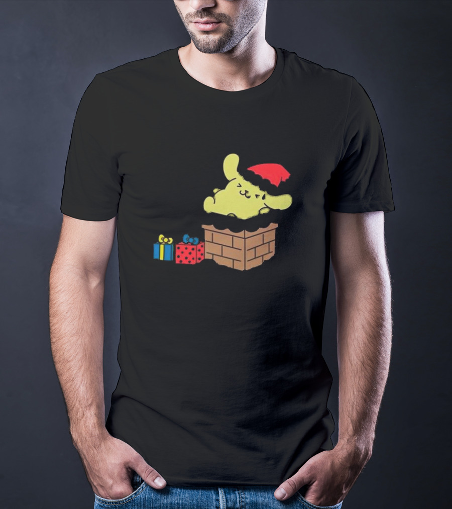 Pompompurin Christmas Chimney With Santa Hat And Presents T-Shirt
