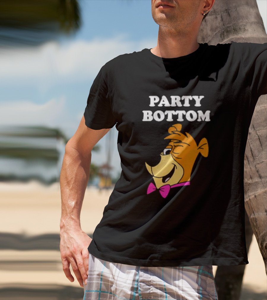 Yogi Bear Party Bottom Fun Cartoon Character With Pink Bow Tie T-Shirt