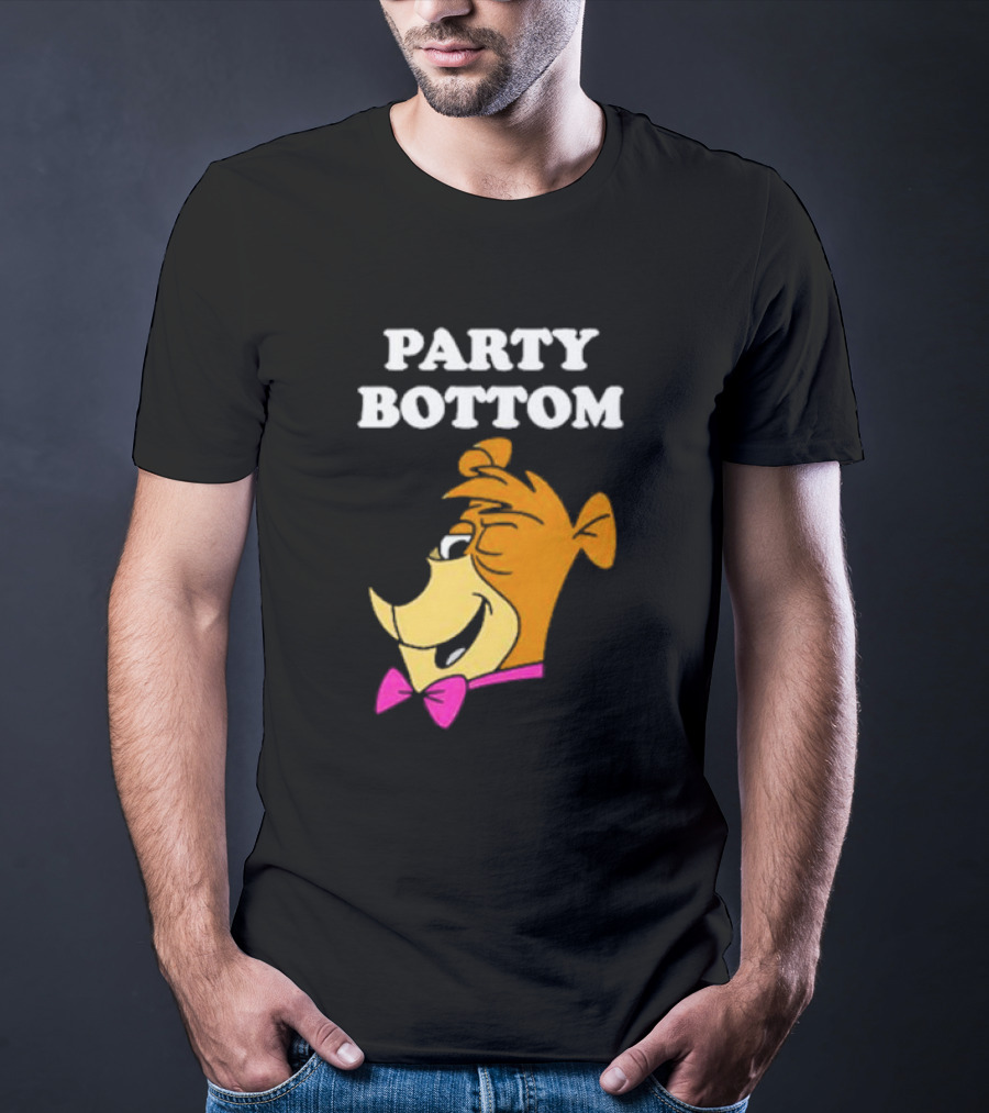 Yogi Bear Party Bottom Fun Cartoon Character With Pink Bow Tie T-Shirt