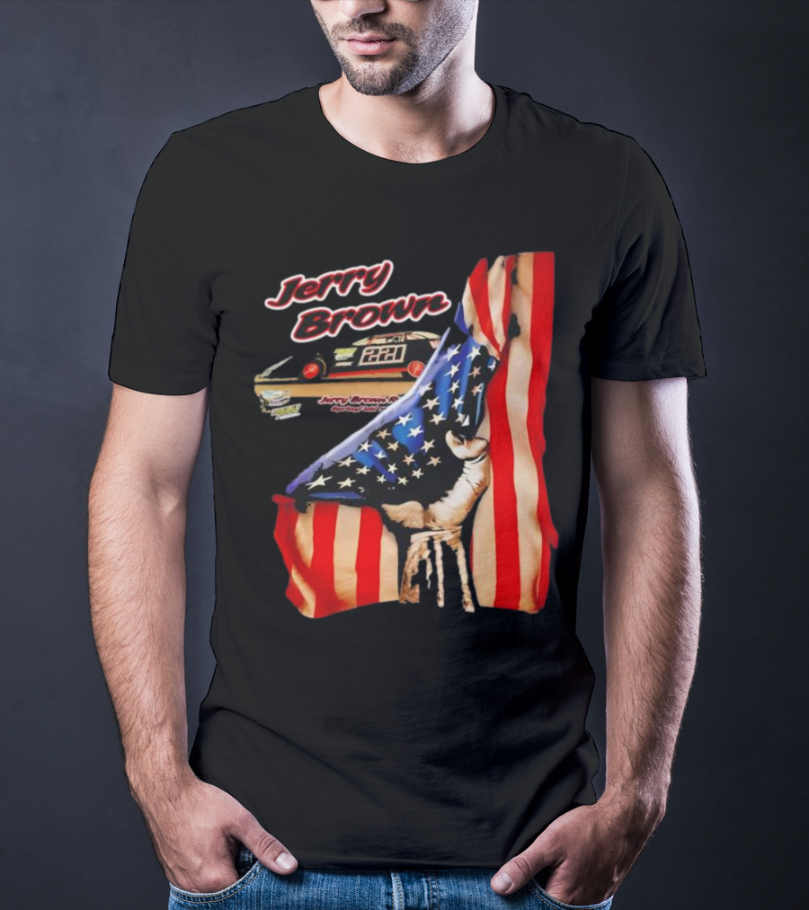 Jerry Brown Blood Inside Me American Flag Race Car 88 T-Shirt