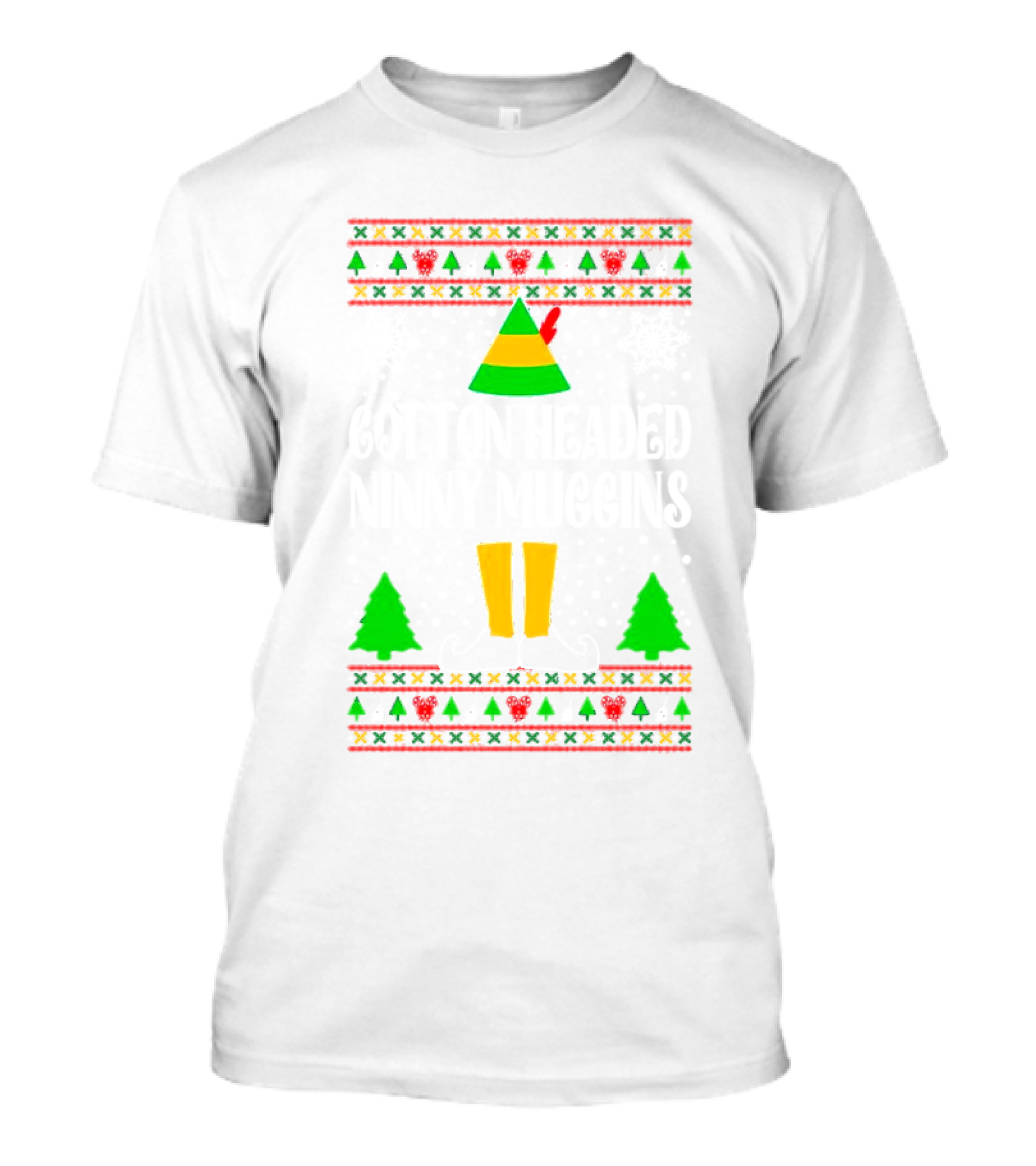 Cotton Headed Ninny Muggins Christmas Elf Hat Snowflakes Boots Trees T-Shirt