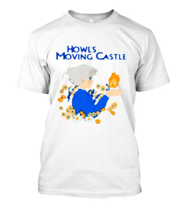 Howl’s Moving Castle Howl With Calcifer And Flowers T-Shirt