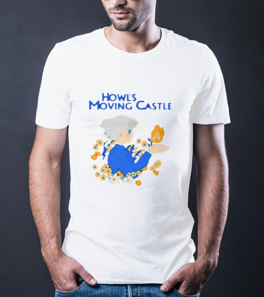 Howl’s Moving Castle Howl With Calcifer And Flowers T-Shirt