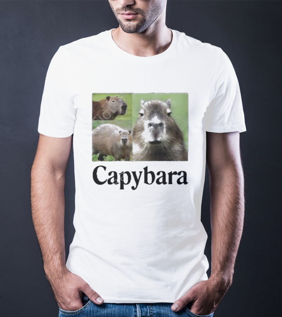 At The Moment Shop Capybara Trio Close-Up T-Shirt