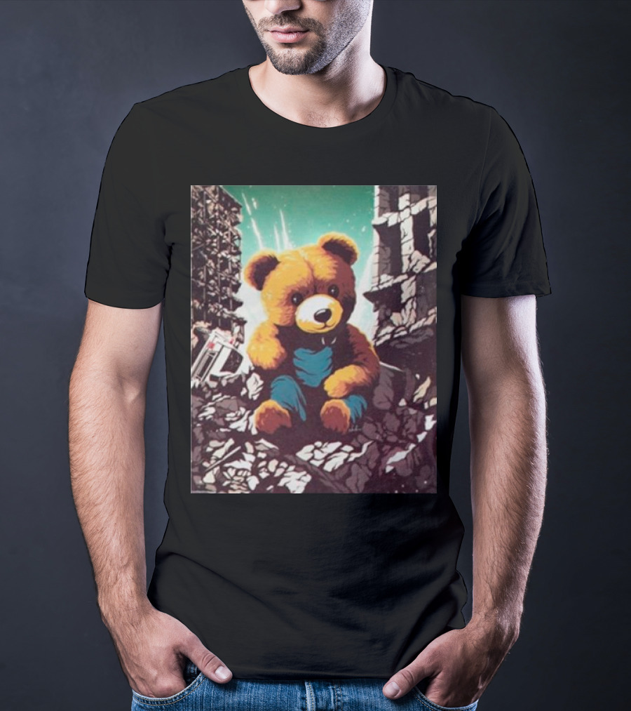 Ceasefire Now Teddy Bear In War-Torn Ruins T-Shirt
