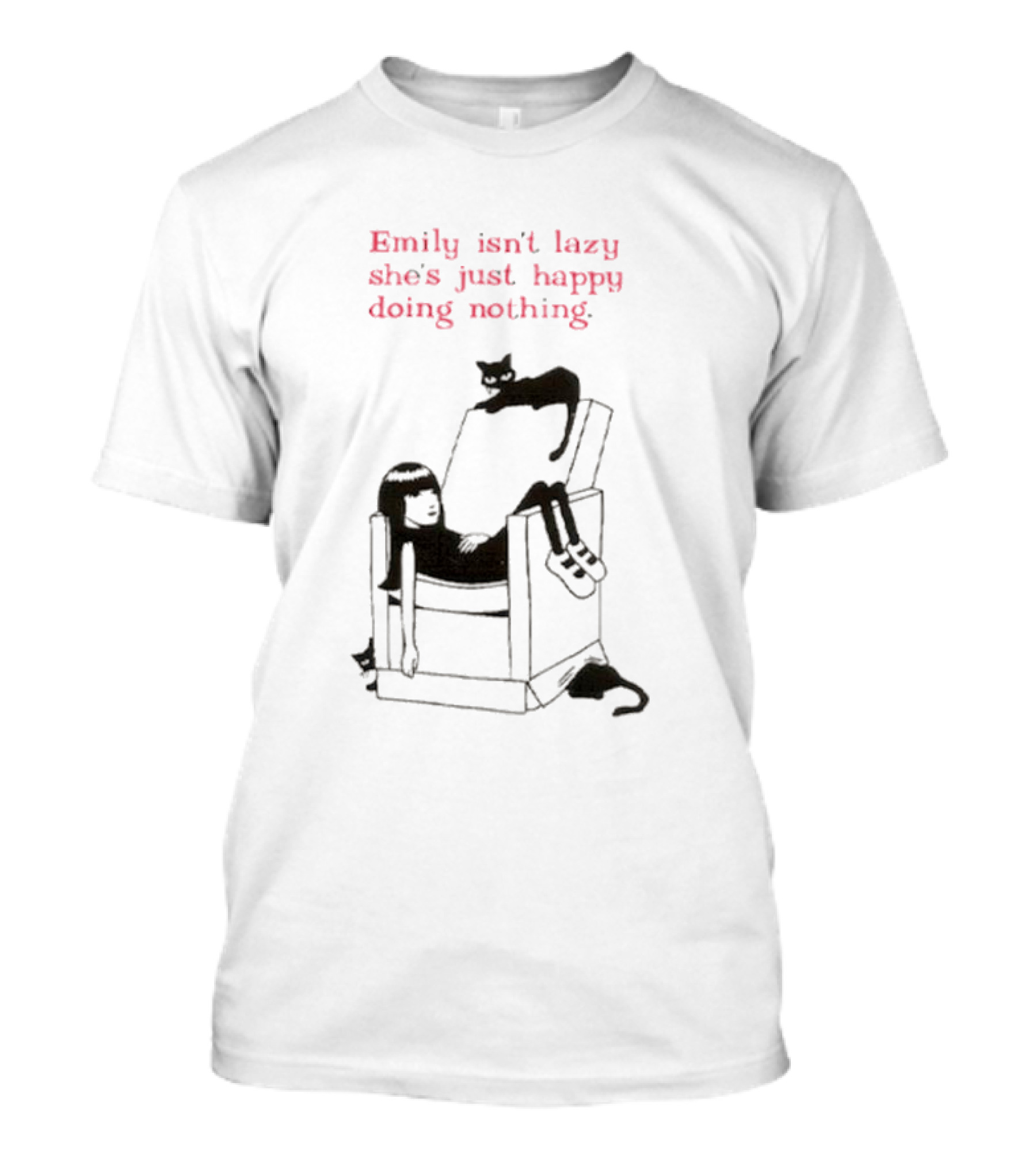 Emily Isn’t Lazy She’s Just Happy Doing Nothing Chair And Cat T-Shirt