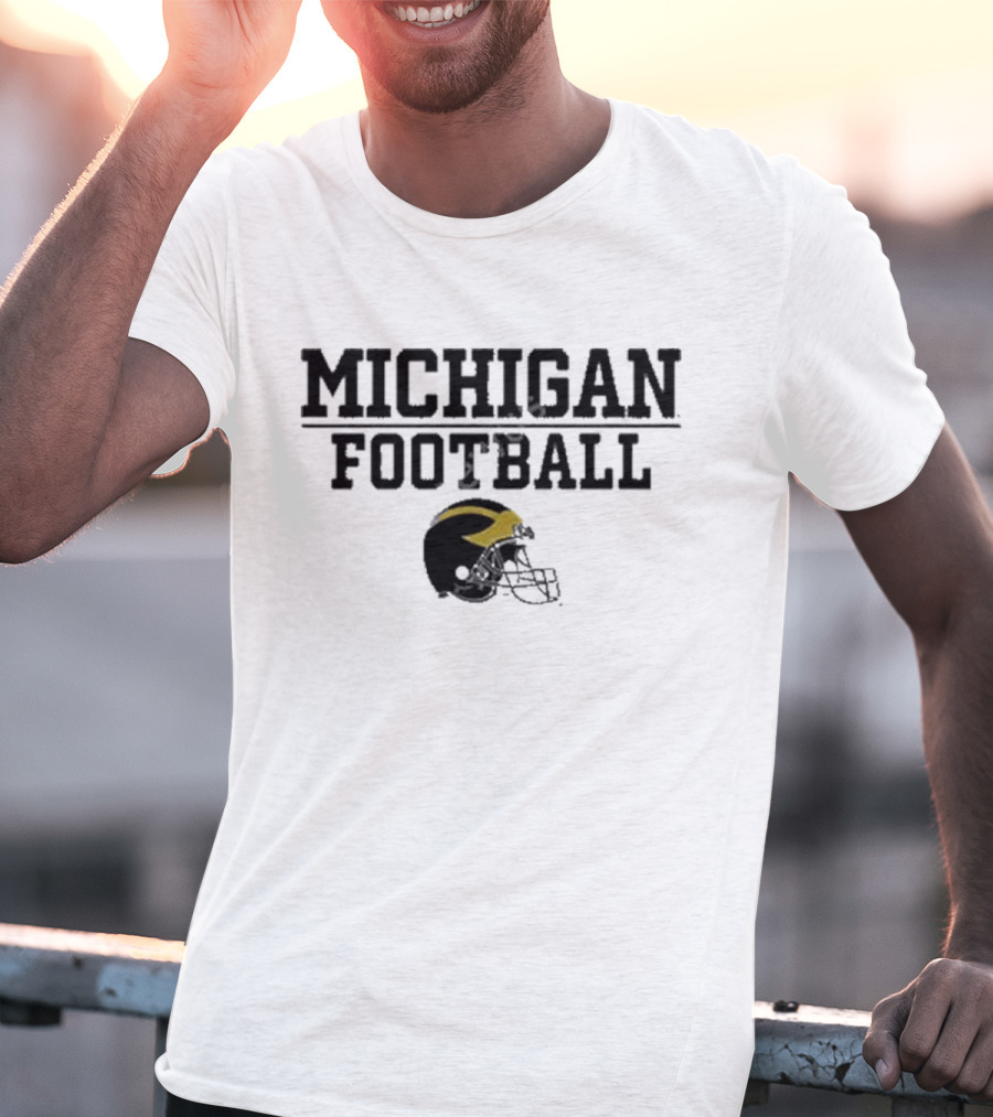Mden Michigan Football Helmet T-Shirt