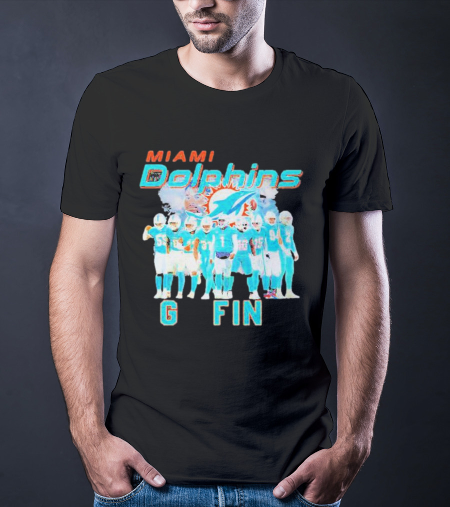 Miami Dolphins Go Fins Players Logo Team Spirit T-Shirt