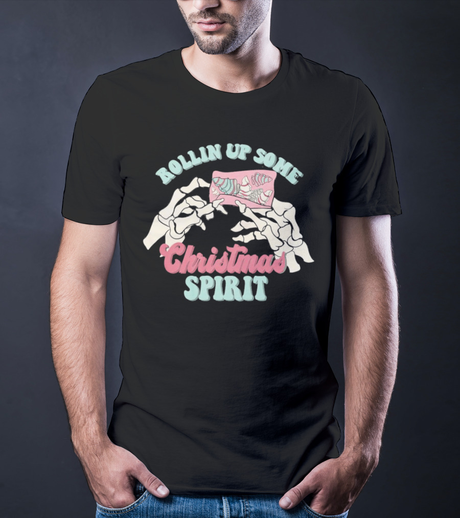 Rollin Up Some Christmas Spirit Holiday Weed Motif T-Shirt