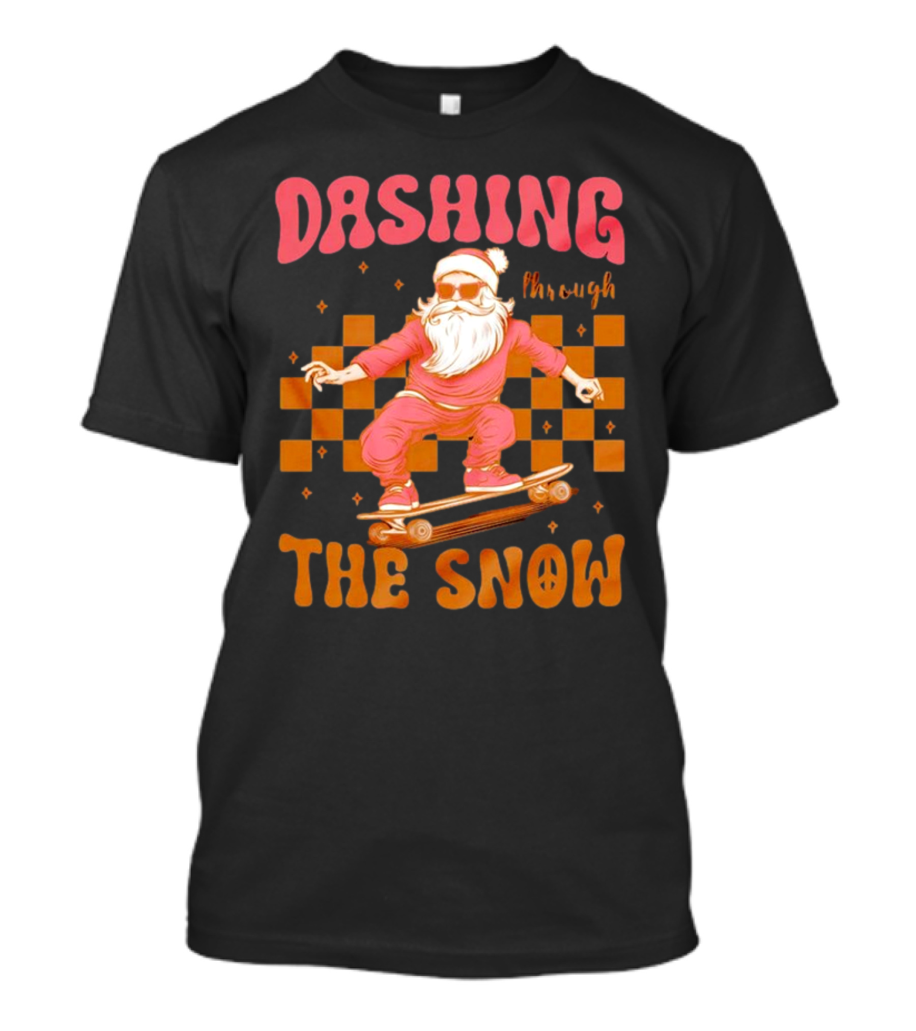 Dashing Through The Snow Santa Skateboard Christmas T-Shirt