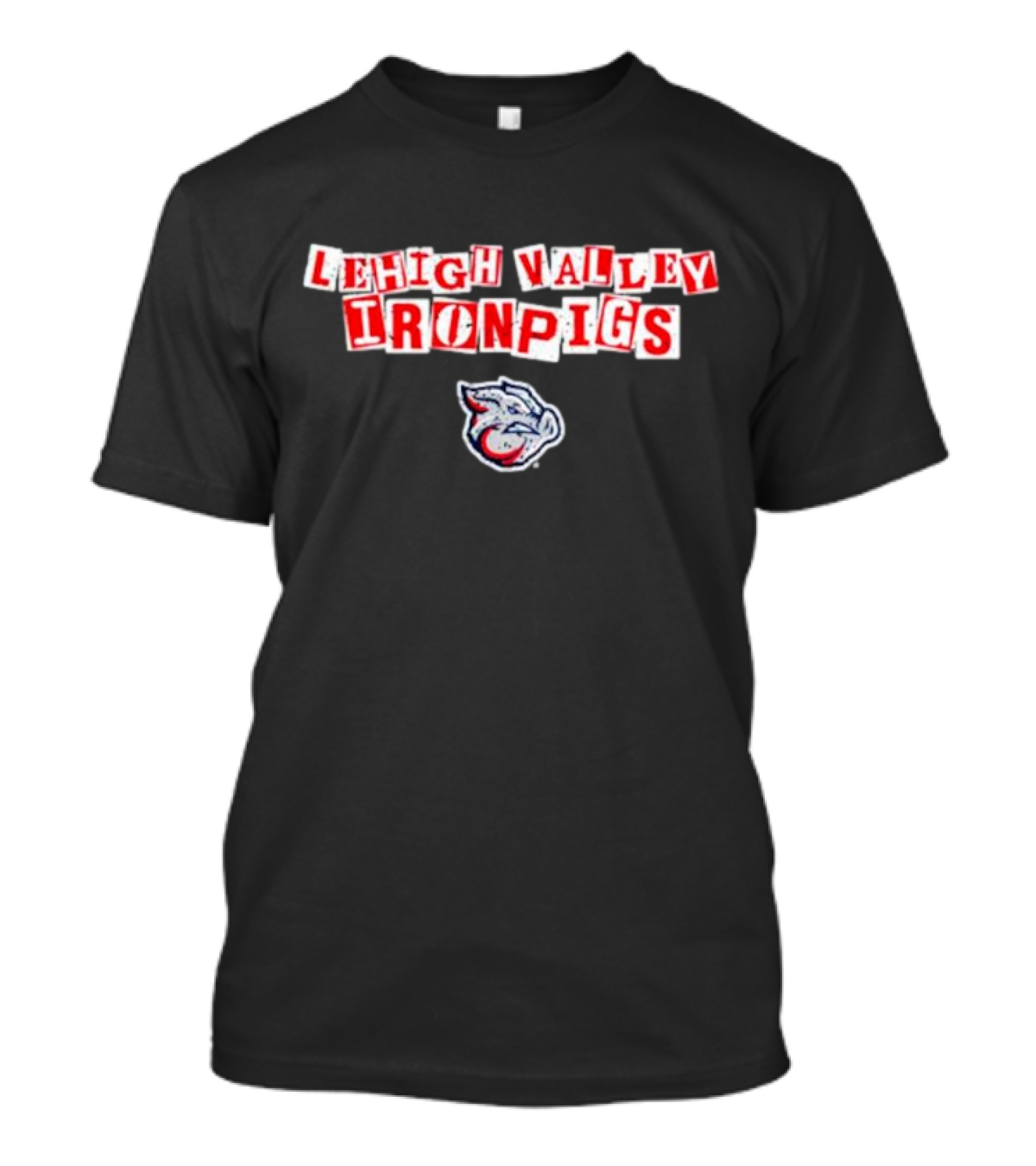 Lehigh Valley IronPigs Red Text With Pig Head T-Shirt