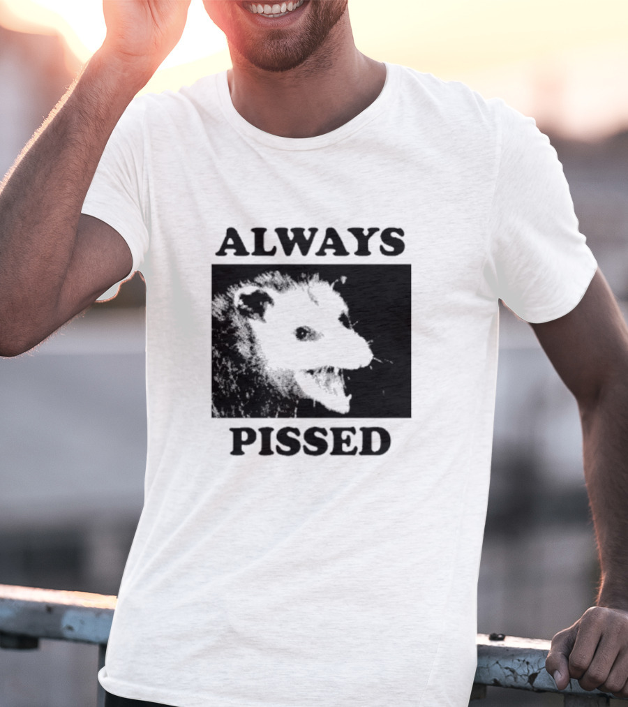 Opossum Always Pissed Black-and-White T-Shirt