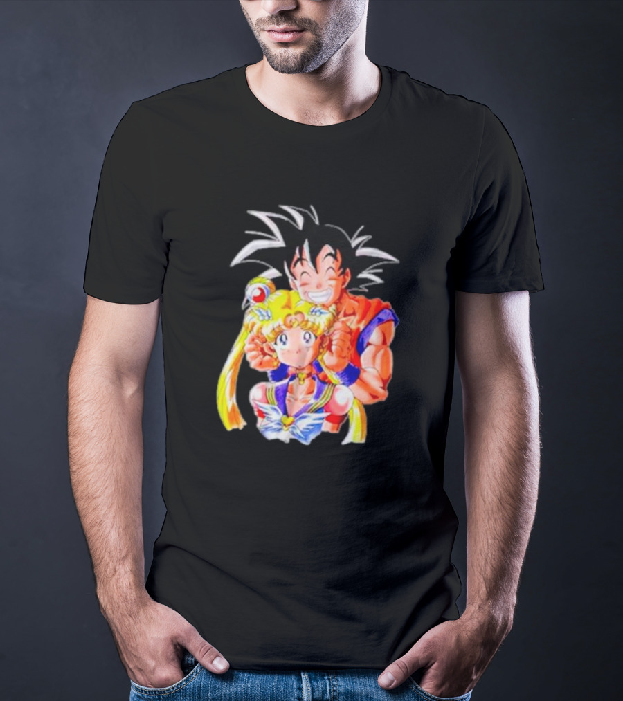 Sailor Moon And Goku Crossover Fusion Character Collaboration T-Shirt