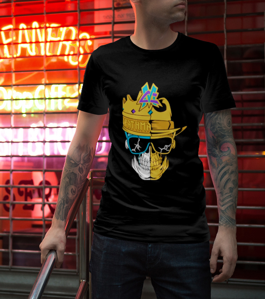 Matt Cardona Deathmatch God Crowned Skull With Sunglasses And Crown Split T-Shirt