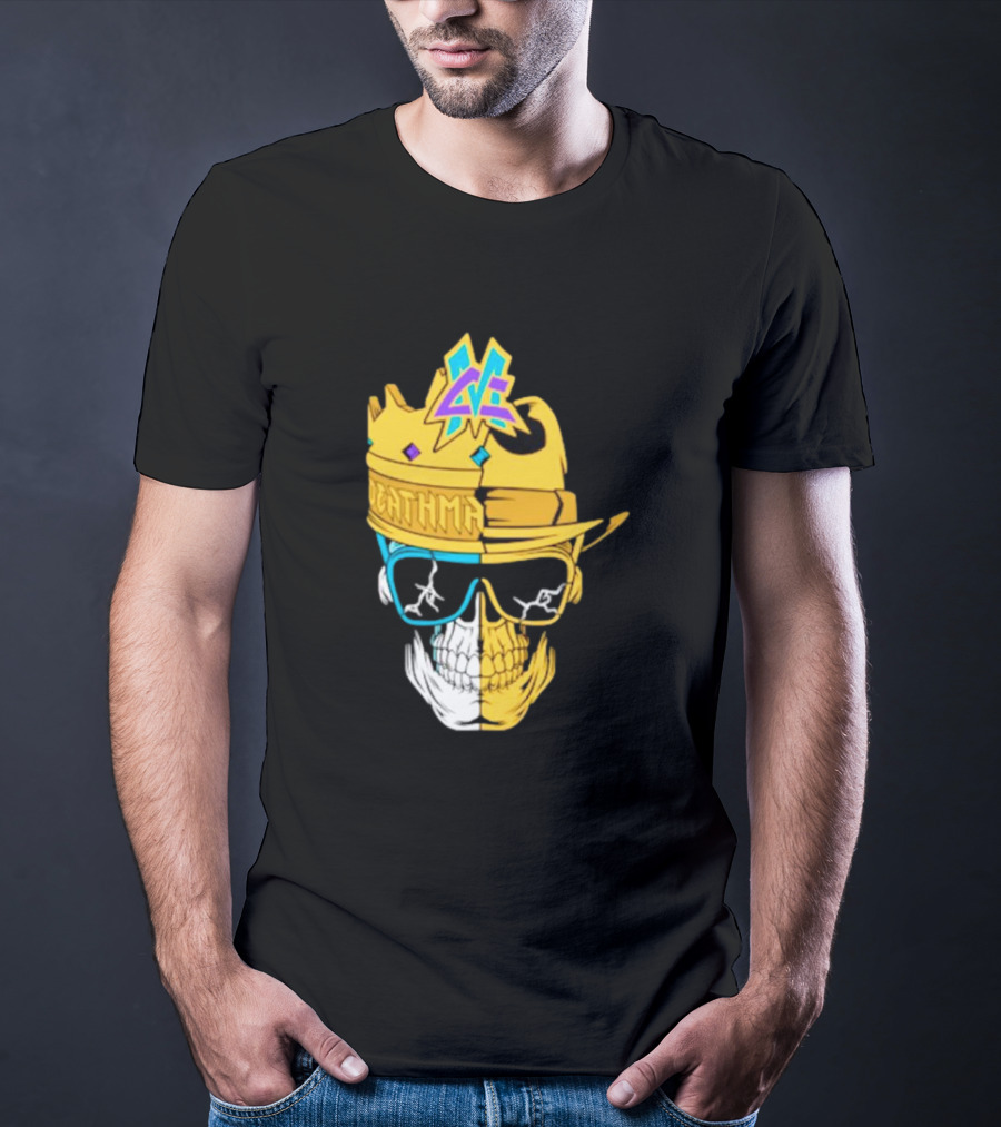 Matt Cardona Deathmatch God Crowned Skull With Sunglasses And Crown Split T-Shirt