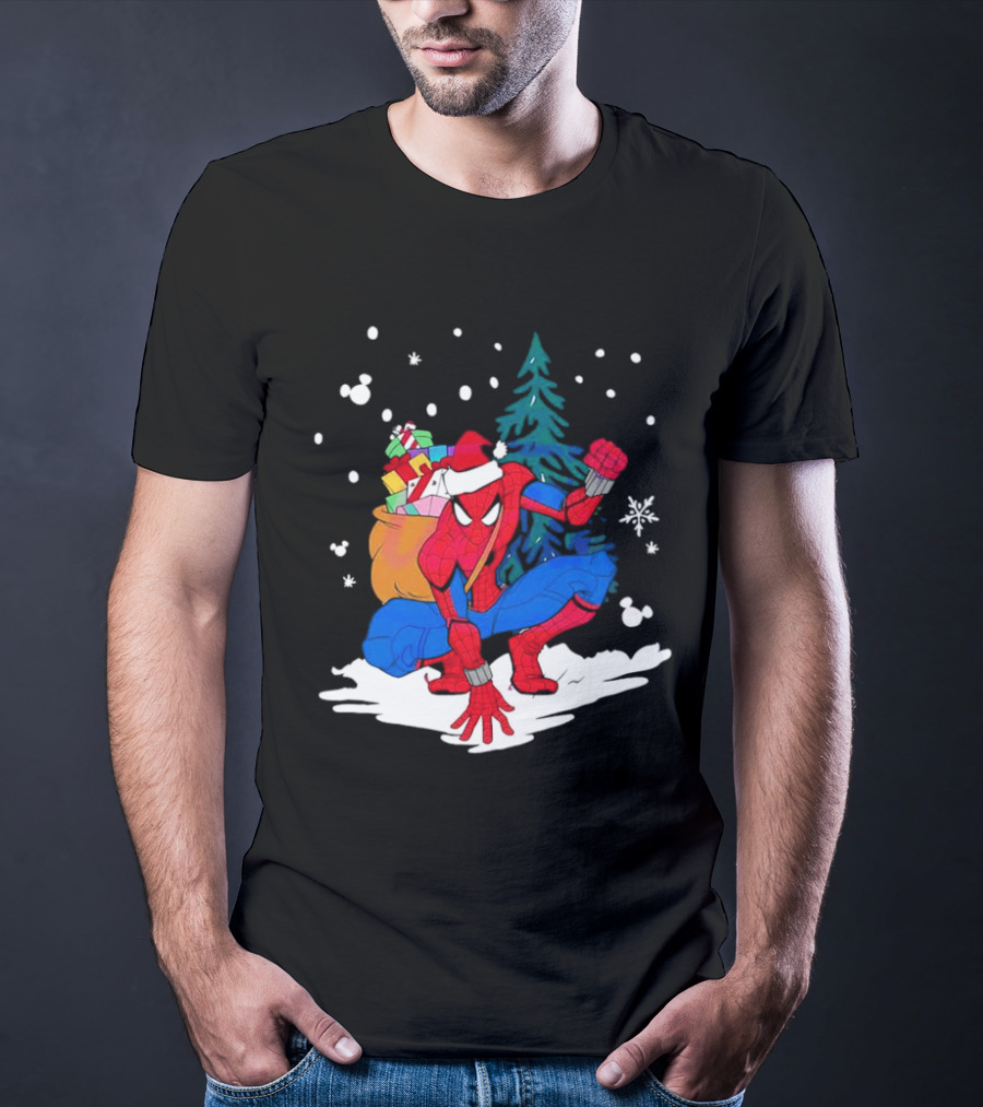 Spiderman Santa Christmas Tree Snow Presents T-Shirt