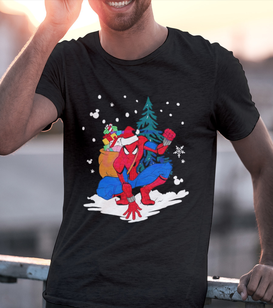 Spiderman Santa Christmas Tree Snow Presents T-Shirt