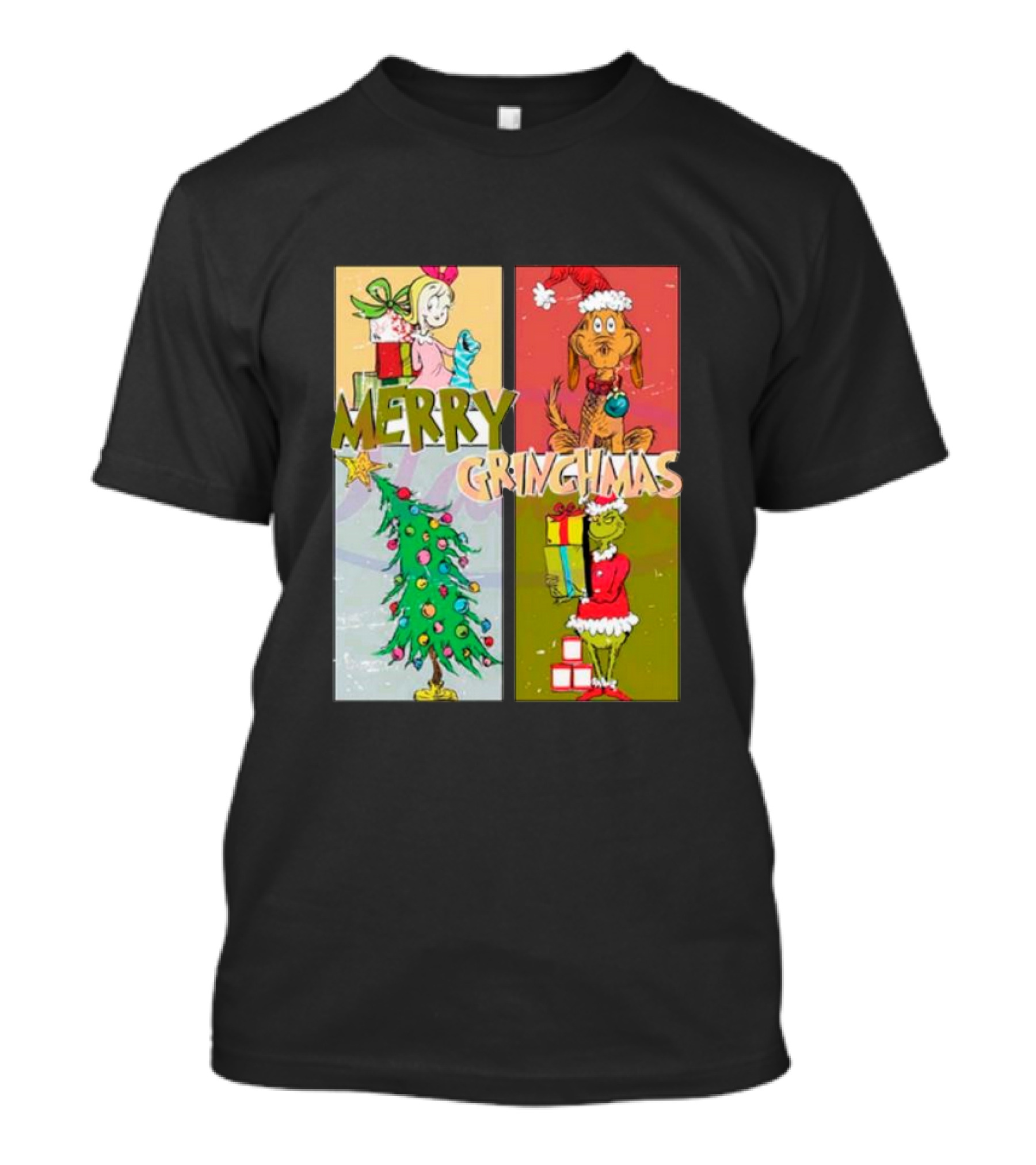 Merry Grinchmas Characters Vintage Grinch And Max Christmas Tree T-Shirt