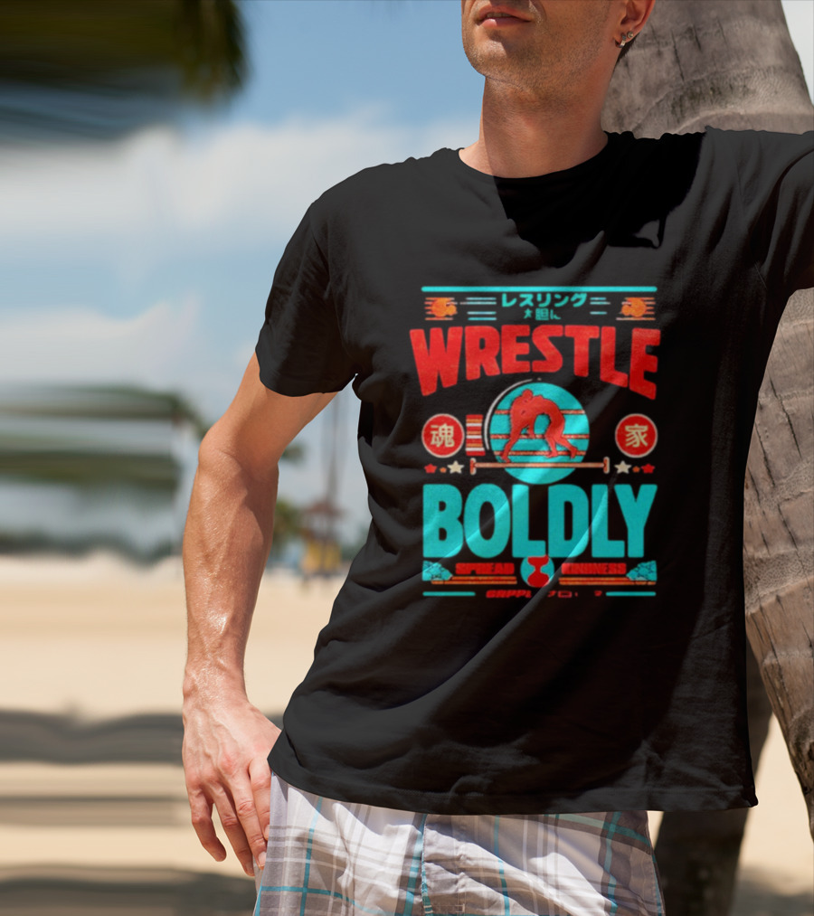 Wrestle Boldly Spread Kindness Wrestling Iconic Symbols T-Shirt