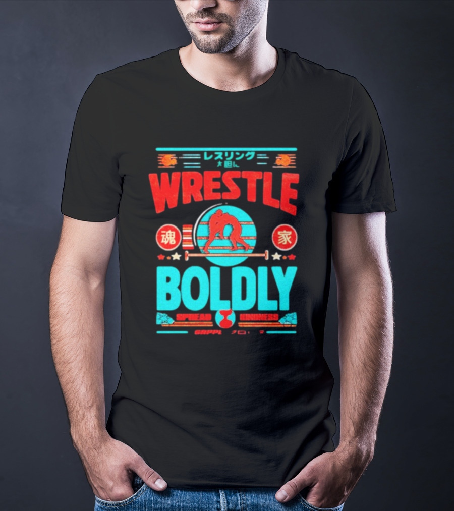 Wrestle Boldly Spread Kindness Wrestling Iconic Symbols T-Shirt
