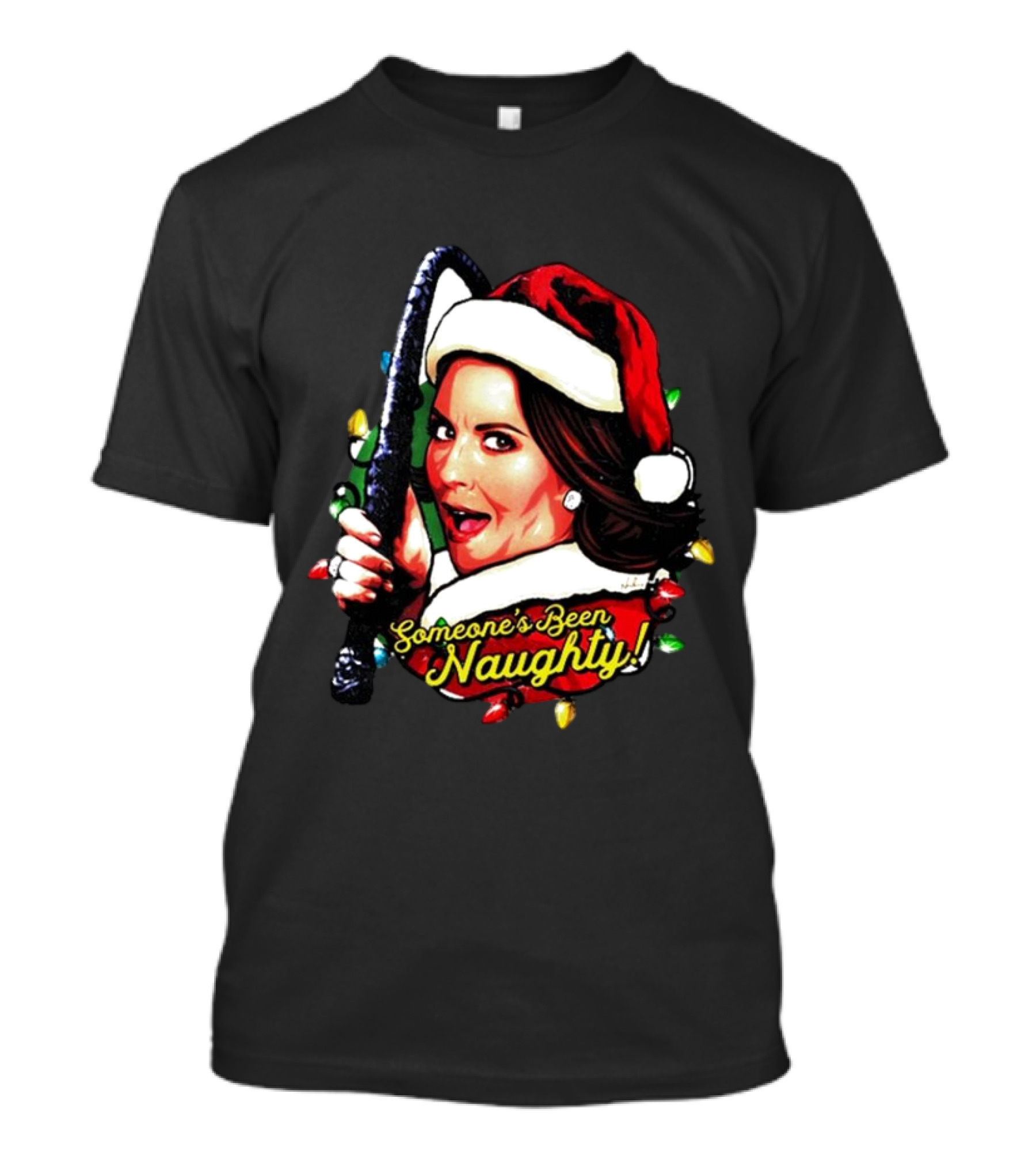 Karen Walker Someone’s Been Naughty Christmas Santa Whip Lights T-Shirt