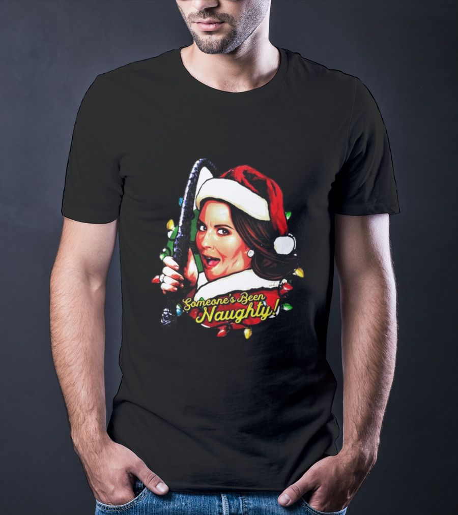 Karen Walker Someone’s Been Naughty Christmas Santa Whip Lights T-Shirt