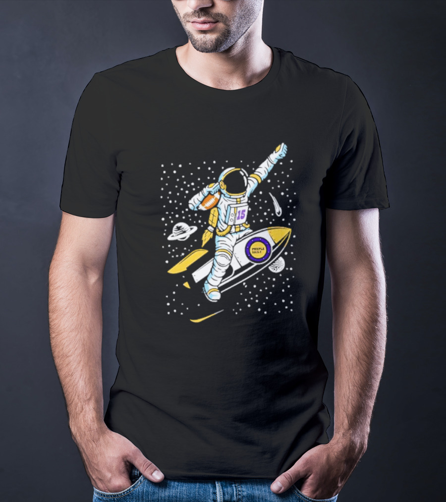 Phil Mackey Purple Daily Passtronaut Football Astronaut Galaxy Surfing 15 Space Adventure T-Shirt