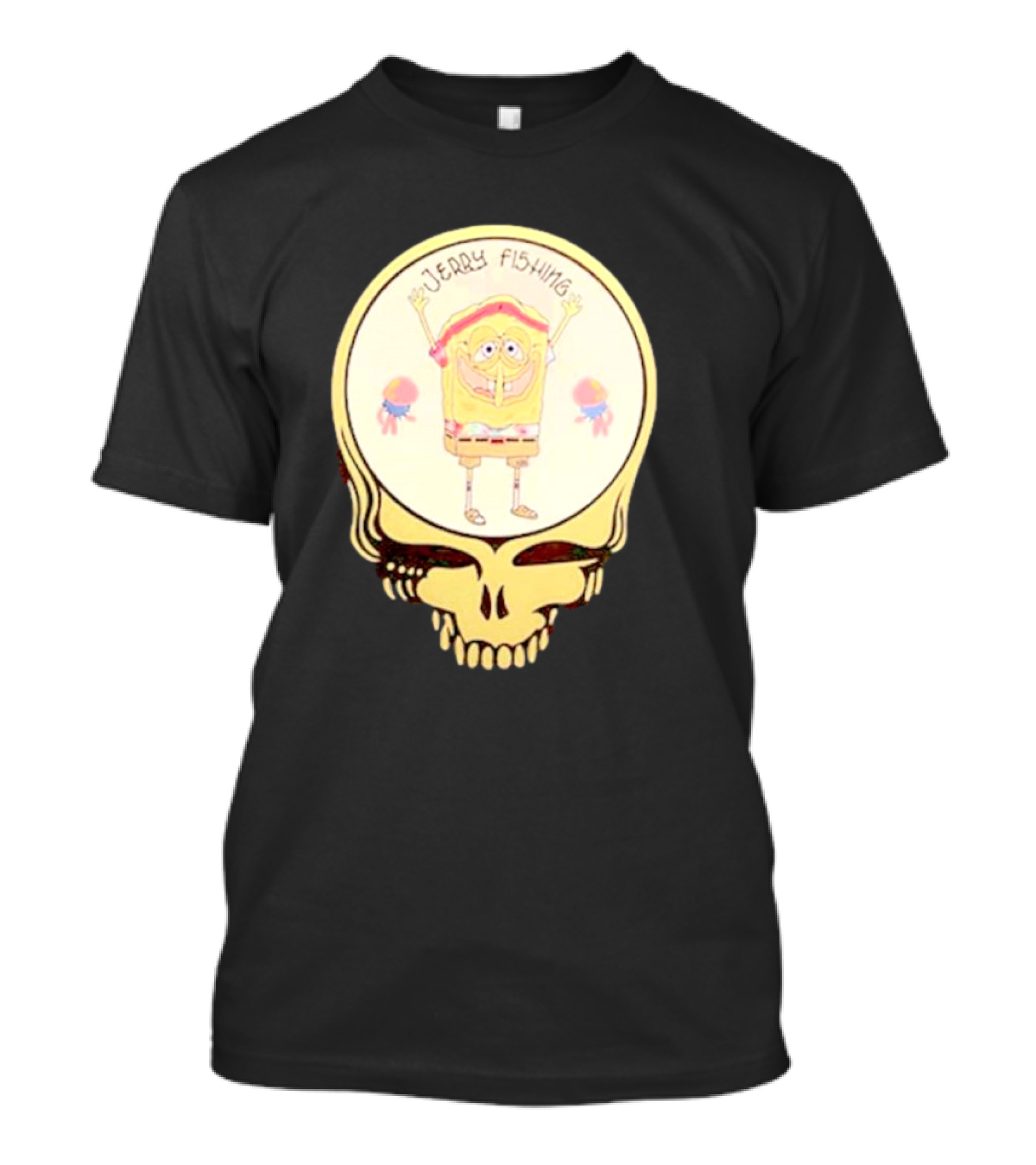 SpongeBob Jerry Fishing Grateful Dead Skull T-Shirt