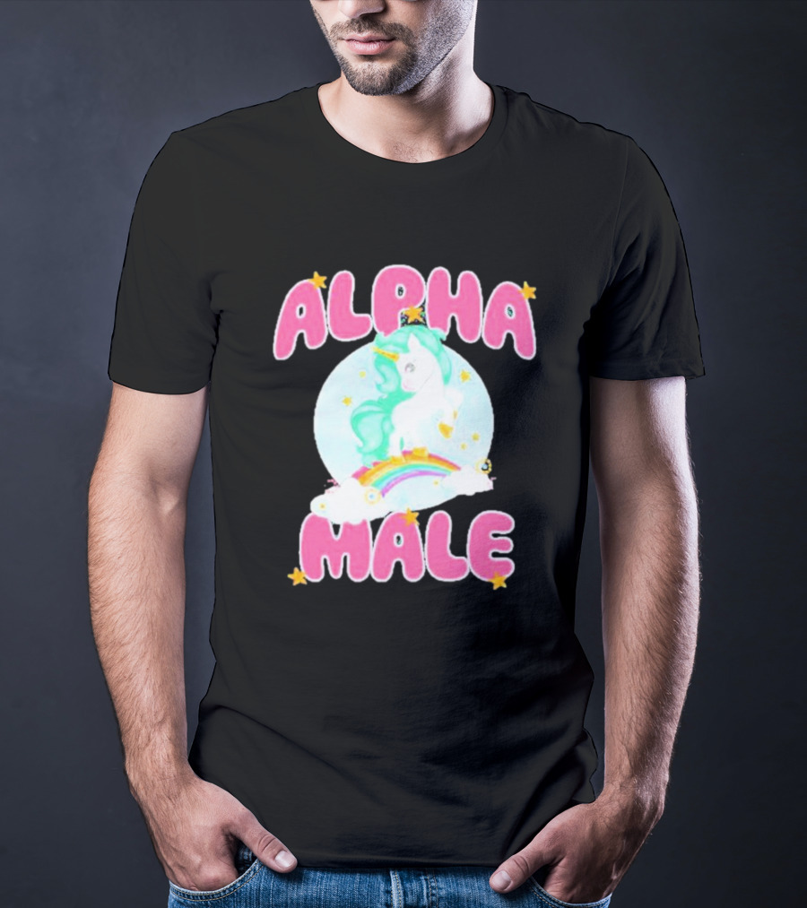 Alanalintao Alpha Male Unicorn Rainbow Stars T-Shirt