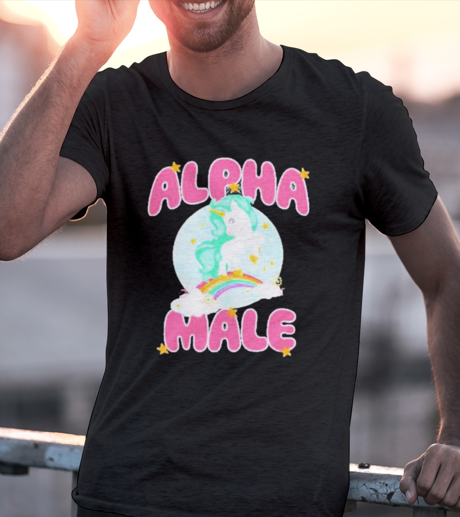 Alanalintao Alpha Male Unicorn Rainbow Stars T-Shirt