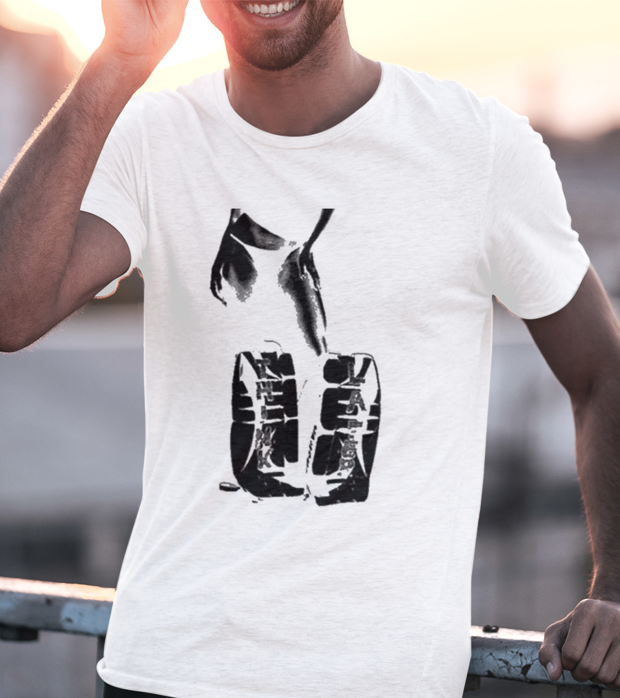 Tatemcrae Think Later Bold Legs Striking Pose In Monochrome T-Shirt