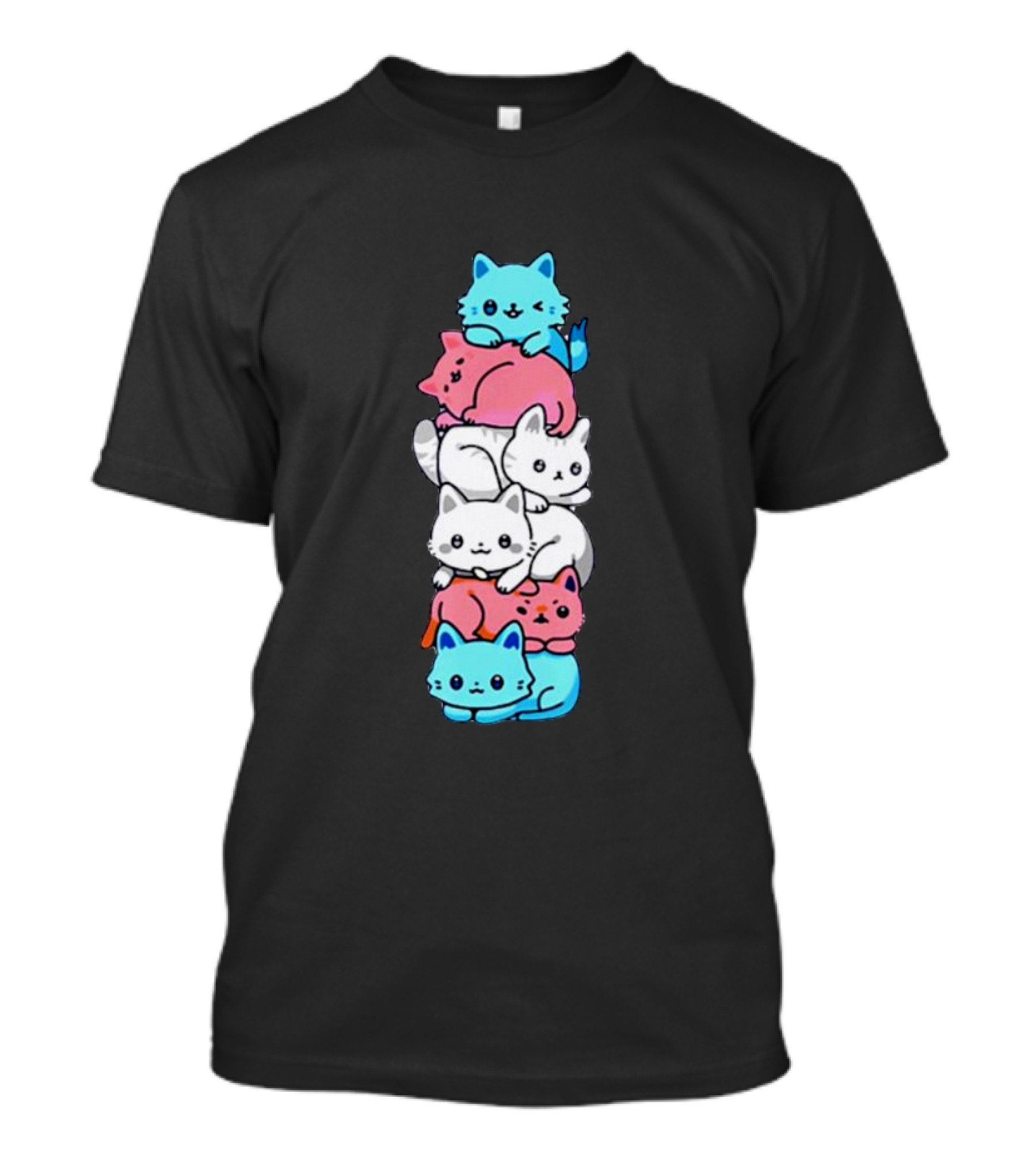 Transgender Pride Cats Stack Flag Colors T-Shirt