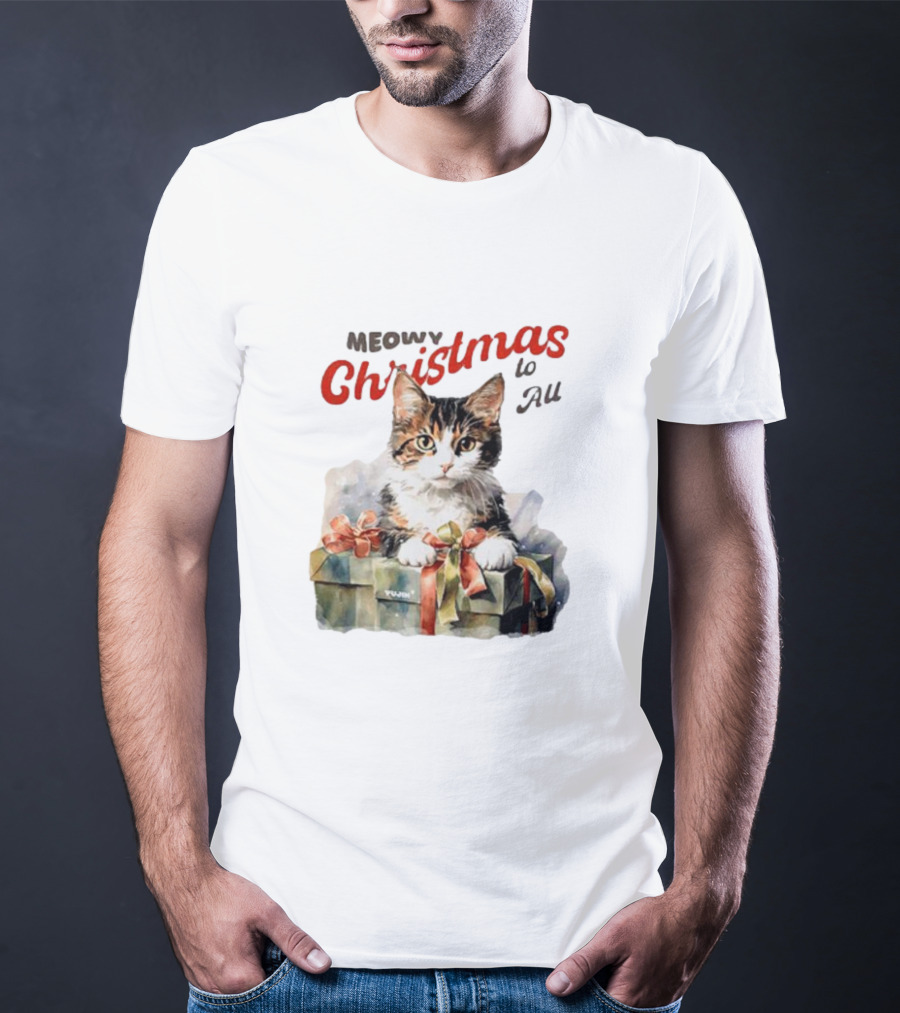 Meowy Christmas To All Cat In Gift Box T-Shirt