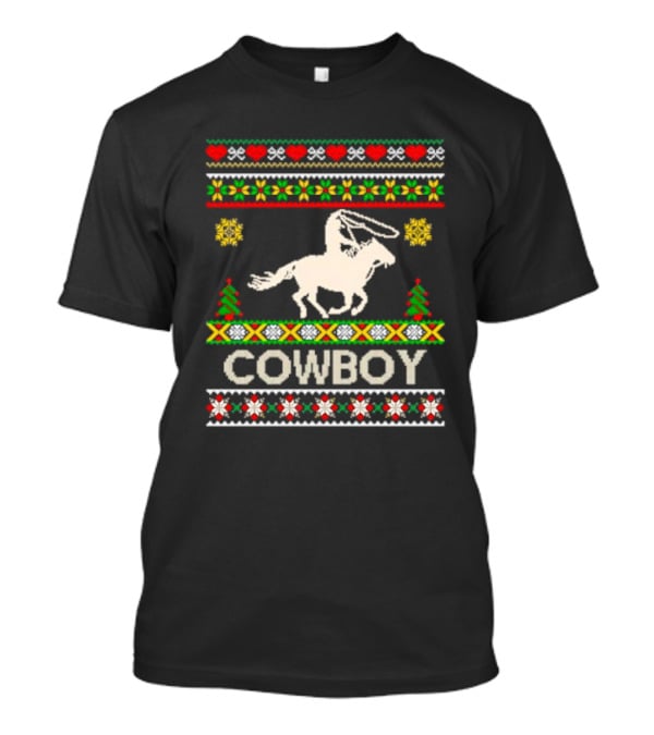 Cowboy Christmas Ugly Sweater Knit T-Shirt