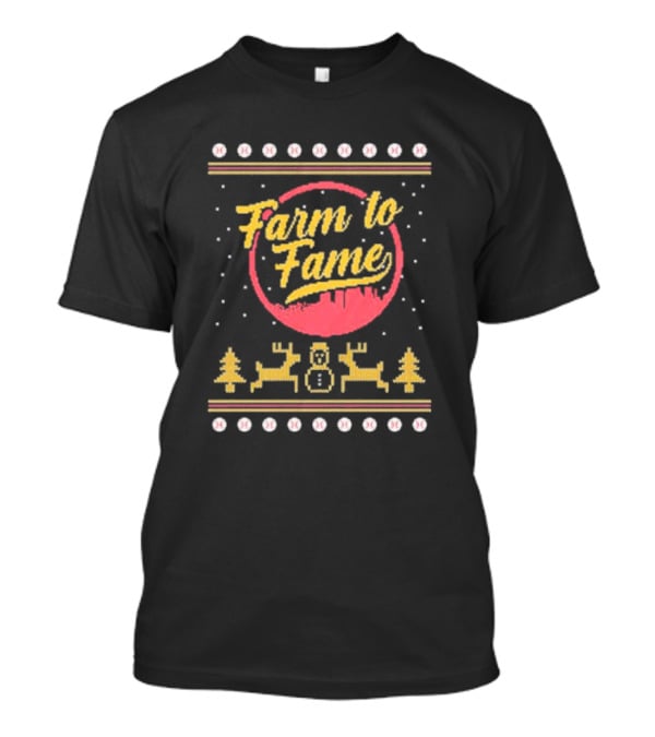 Farm To Fame Baseball Christmas Sweater Reindeer Snowman Forest T-Shirt