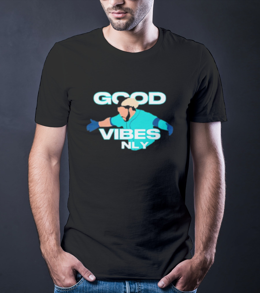 Geno Suarez Good Vibes Only Baseball-Themed T-Shirt