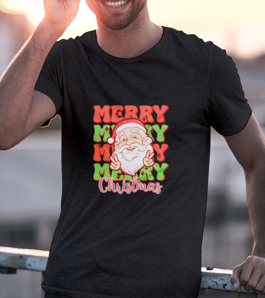 Merry Merry Merry Merry Christmas Santa T-Shirt