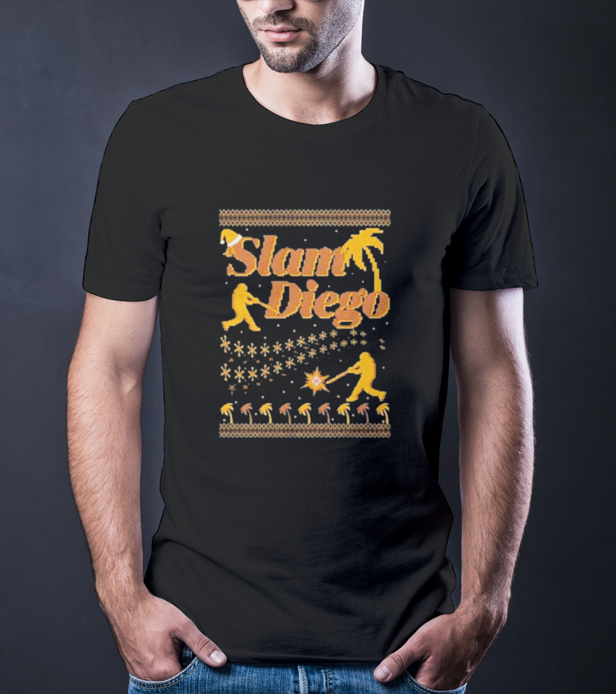 Slam Diego Retro Baseball Palm Trees Starburst T-Shirt