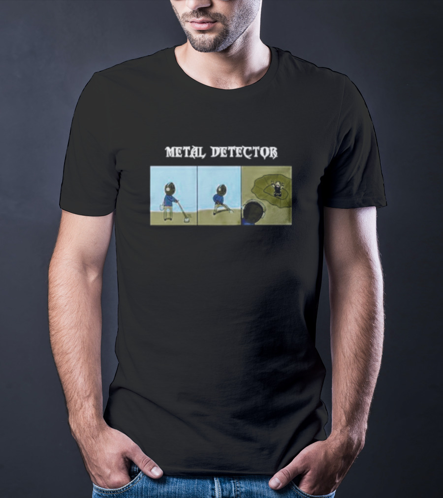 METAL DETECTOR Humorous Comic-Style Alien Discovery T-Shirt