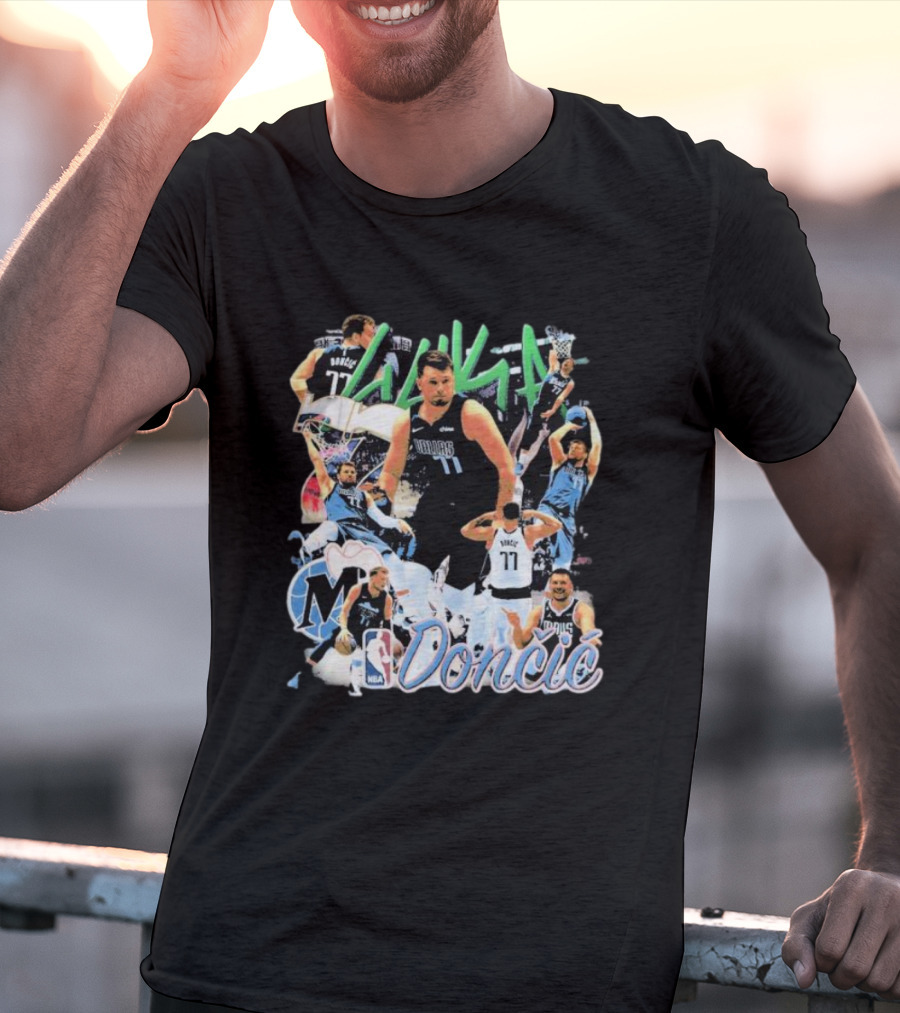 Luka Dončić NBA Mavericks 77 Action Collage T-Shirt