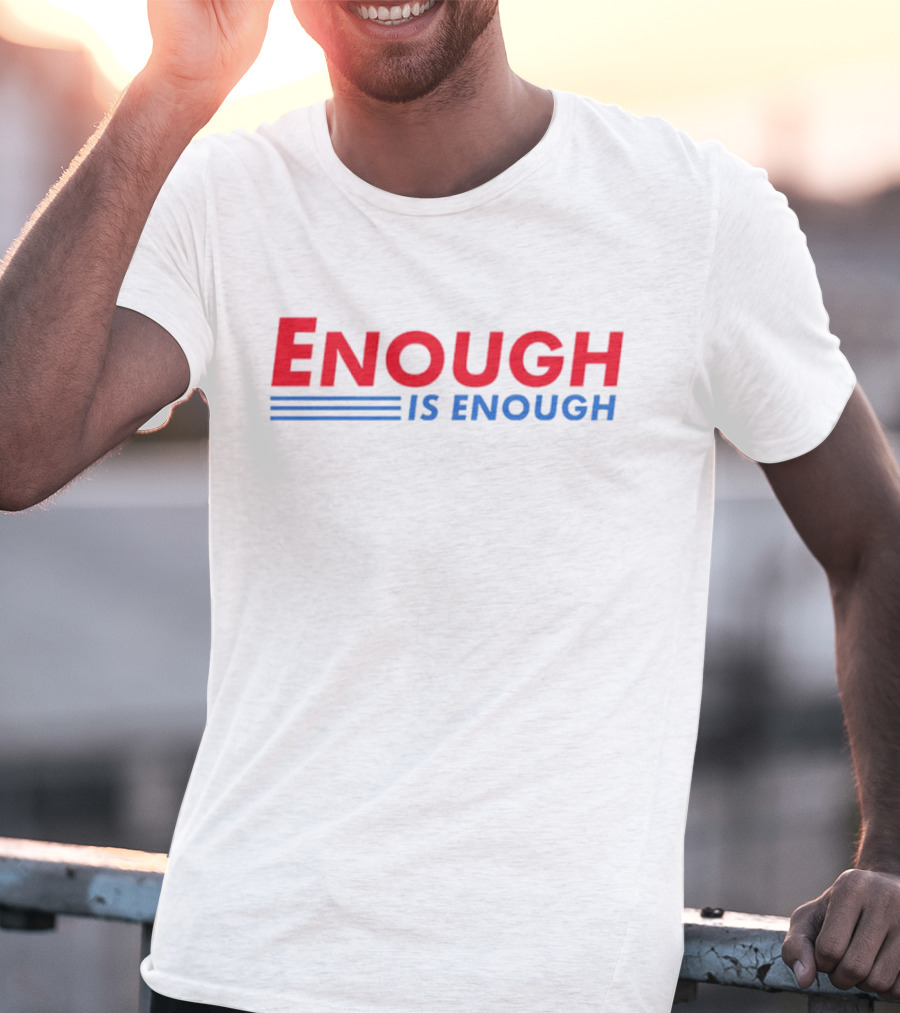 Enough Is Enough Bold Red And Blue Text With Double Underscore T-Shirt
