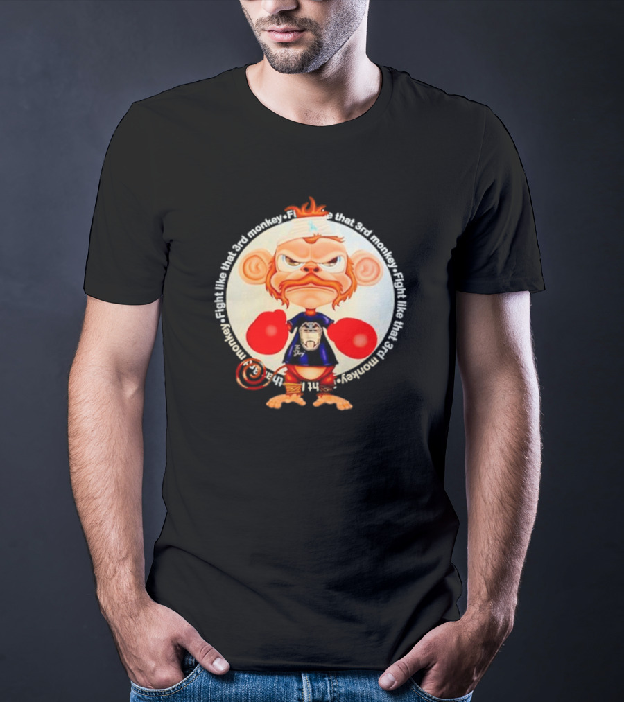 Fight Like That 3rd Monkey Angry Boxing Character With Red Gloves And Orange Hair T-Shirt