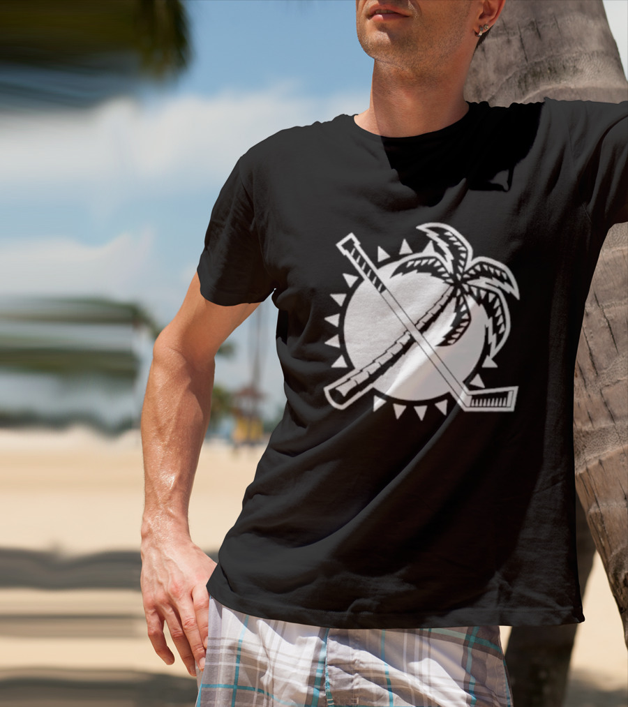 Florida Hockey Palm Tree Sunburst T-Shirt